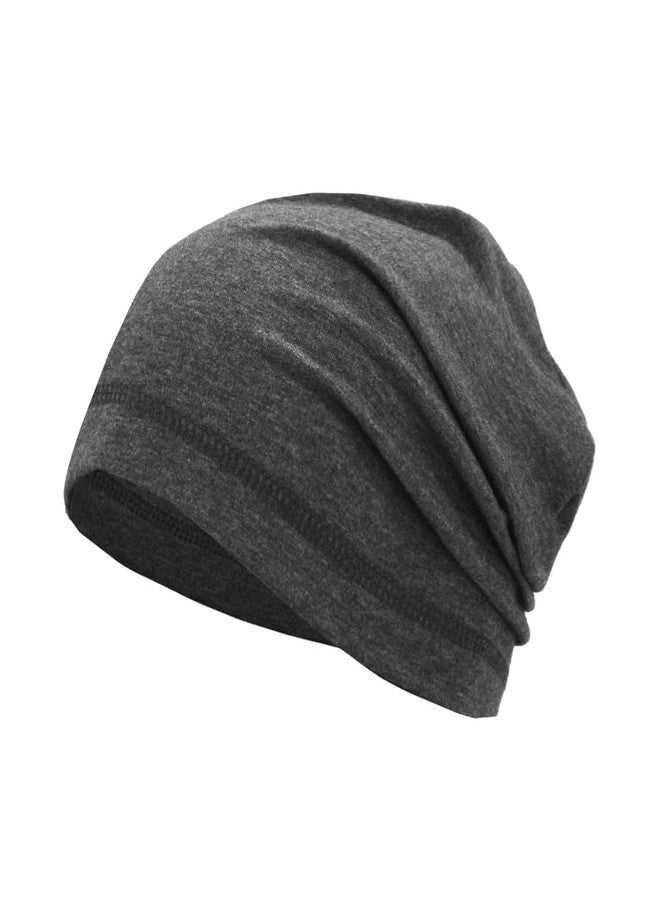 SRLLBBY Lightweight Cotton Beanie, Breathable Thin Sleep Hats, Skull Caps for Running Cycling Hiking Fishing (Dark Grey) - Image 1